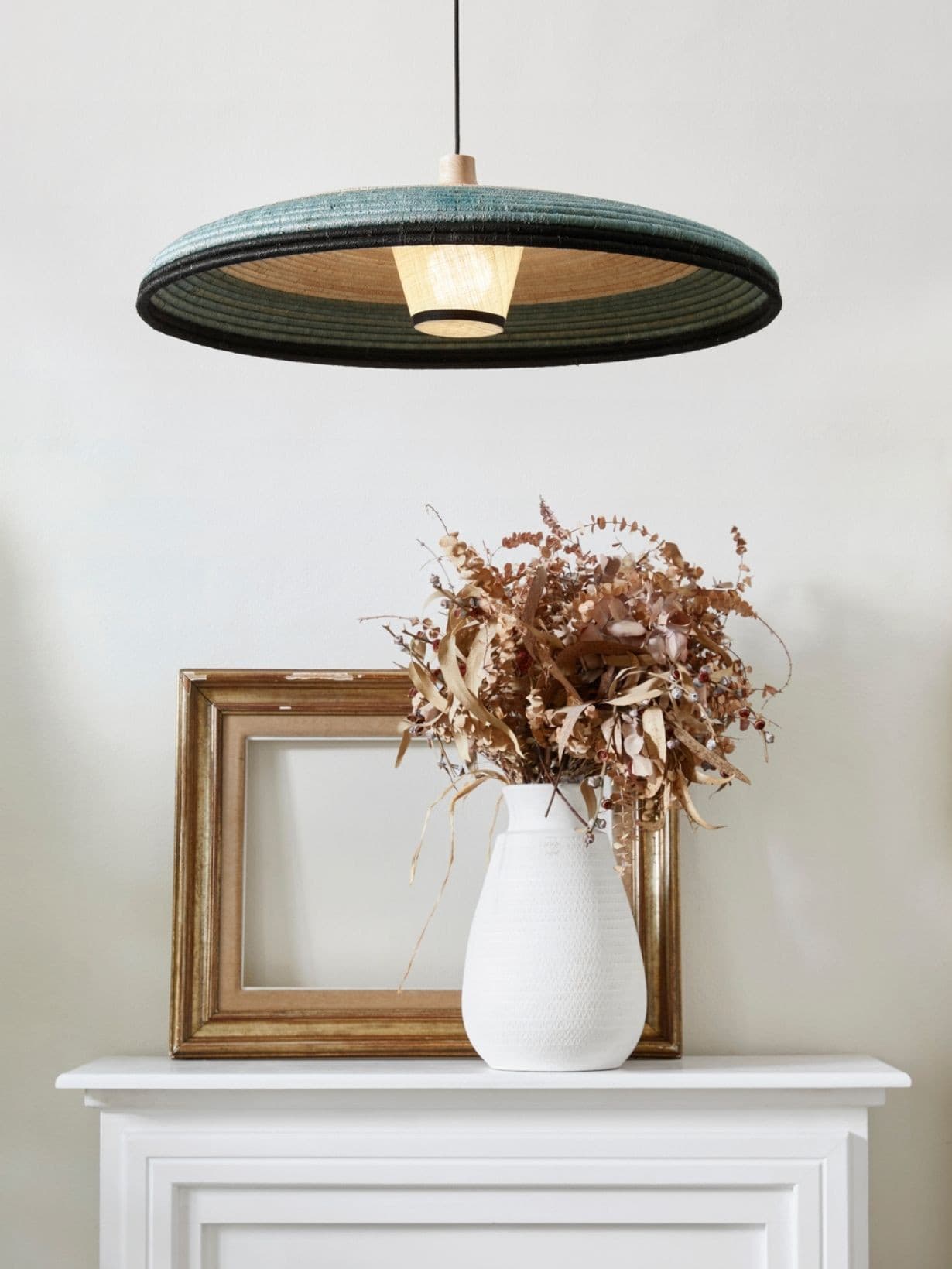 Suspension en Abaca tissé, Grass L - Ø80cm Bleu  - Forestier 