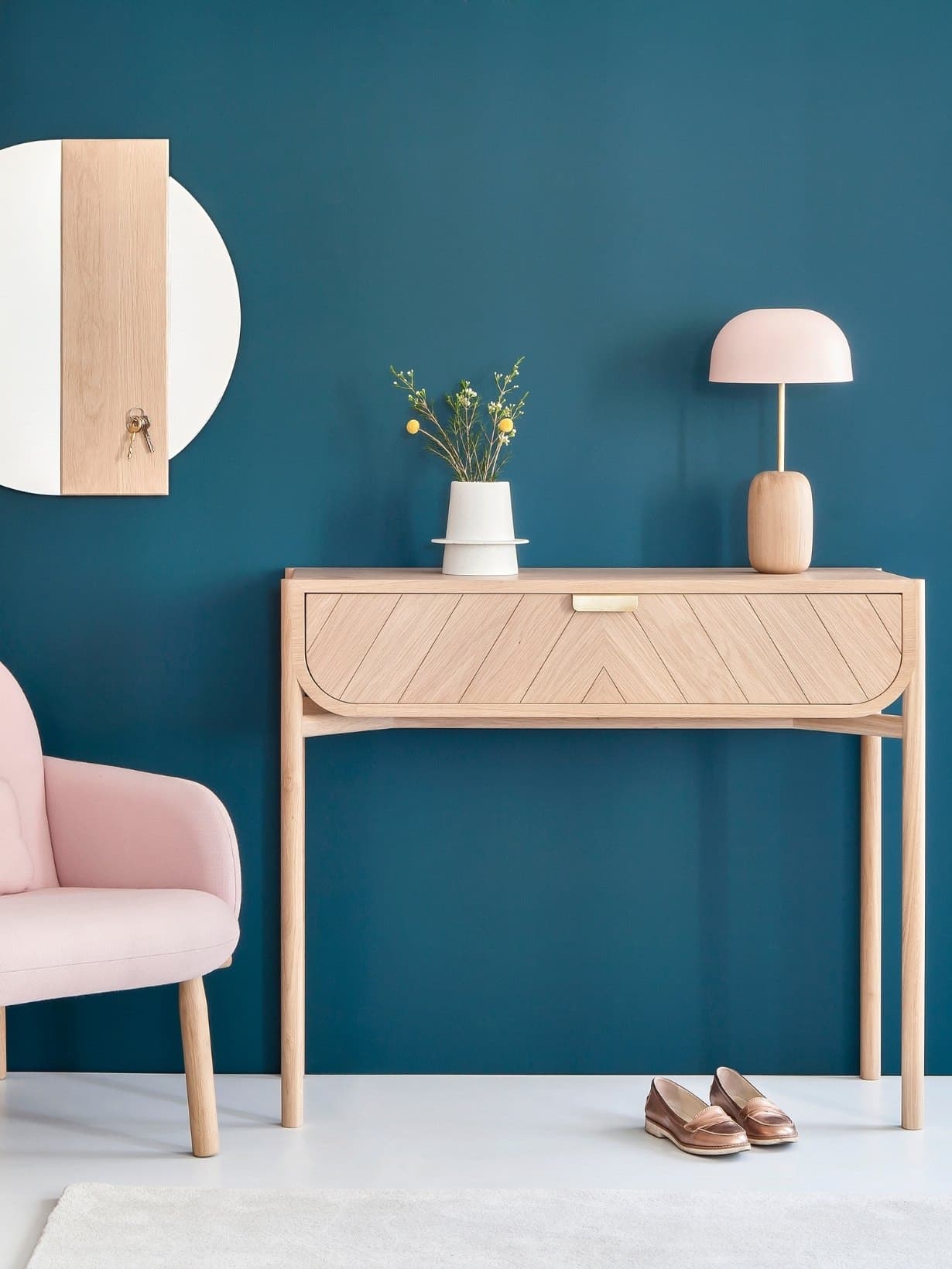 Console en bois naturel avec tiroir, Marius Chêne clair  - Hartô 