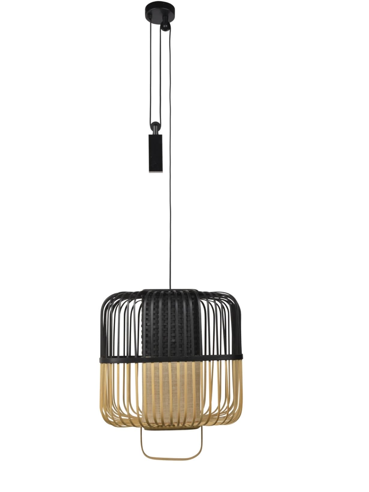 Suspension en bambou naturel, Bamboo Square M Noir  - Forestier 