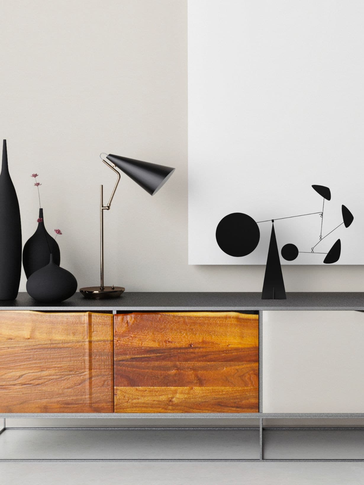 Mobile sur pied noir, Santorini   - VOLTA 