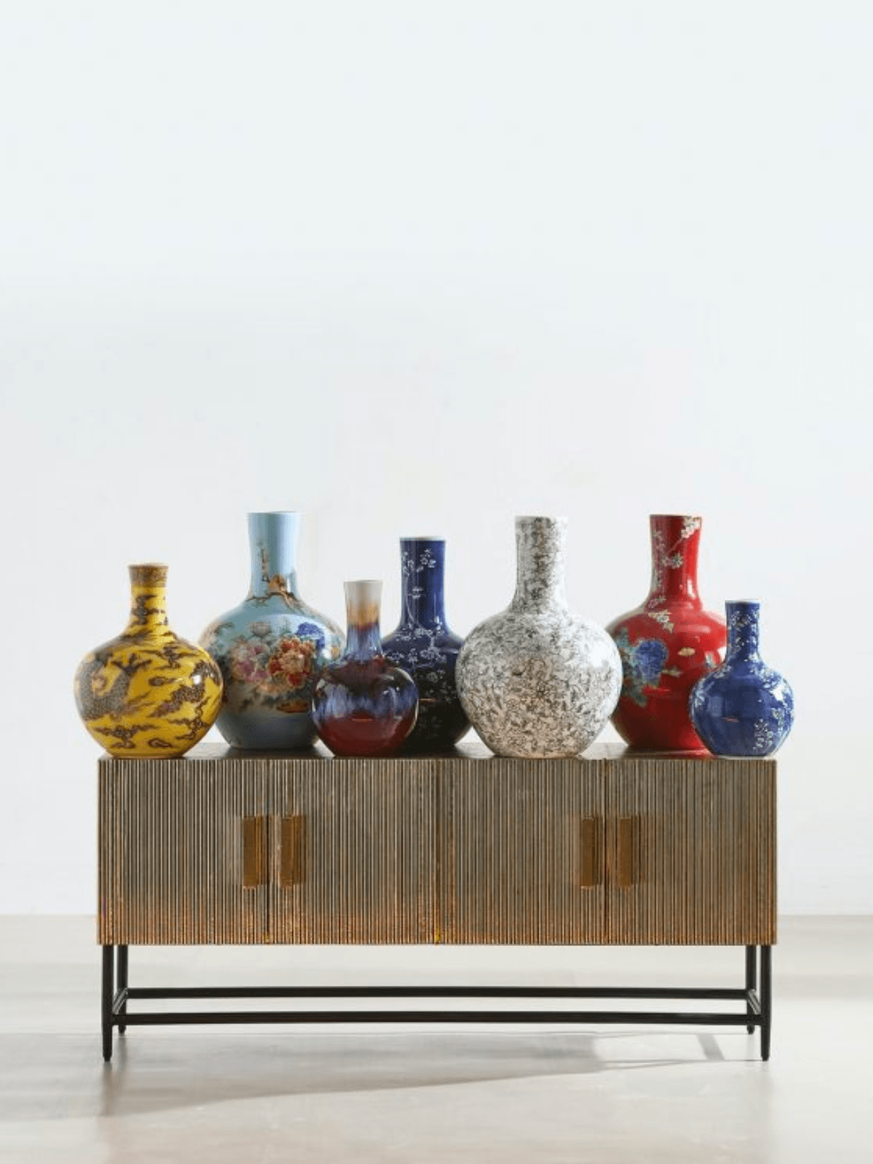 Cabinet bas en métal doré, Ribbel low bas   - Pols Potten 