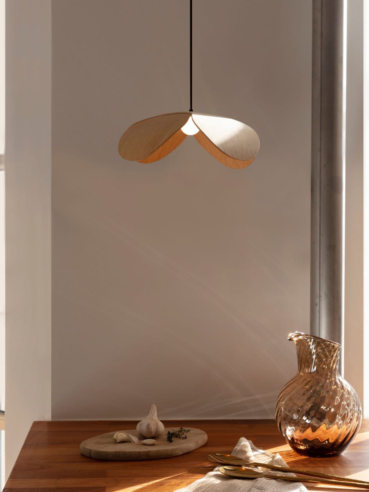 Grand Abat-jour en chêne clair, forget me not   - Umage 