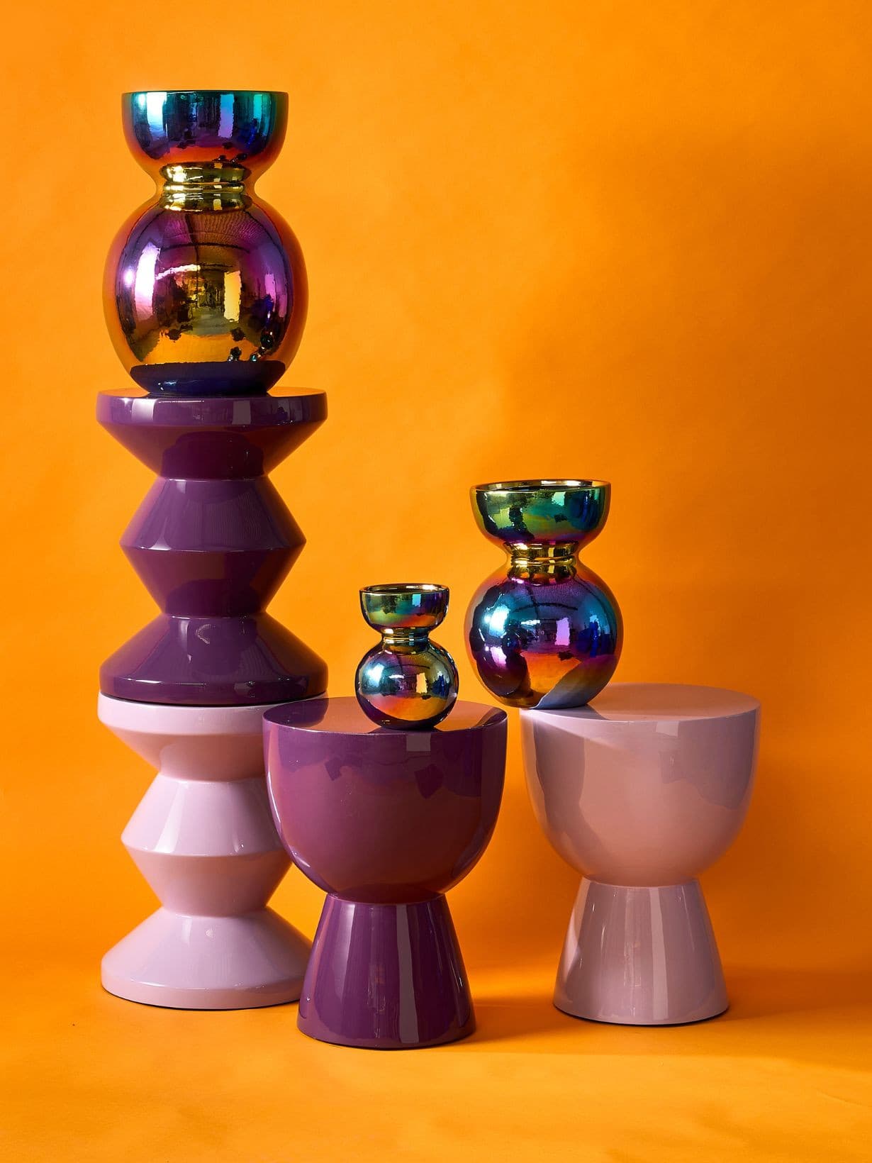 Tabouret laqué violet foncé, Zig Zag   - Pols Potten 