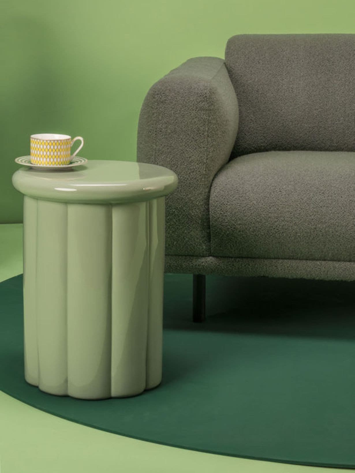 Canapé droit 3 places tissu, Teddy Boho Vert 3 places - Pols Potten 