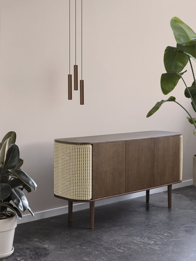 Buffet en chêne et cannage, Treasures 3 portes Chêne foncé  - Umage 