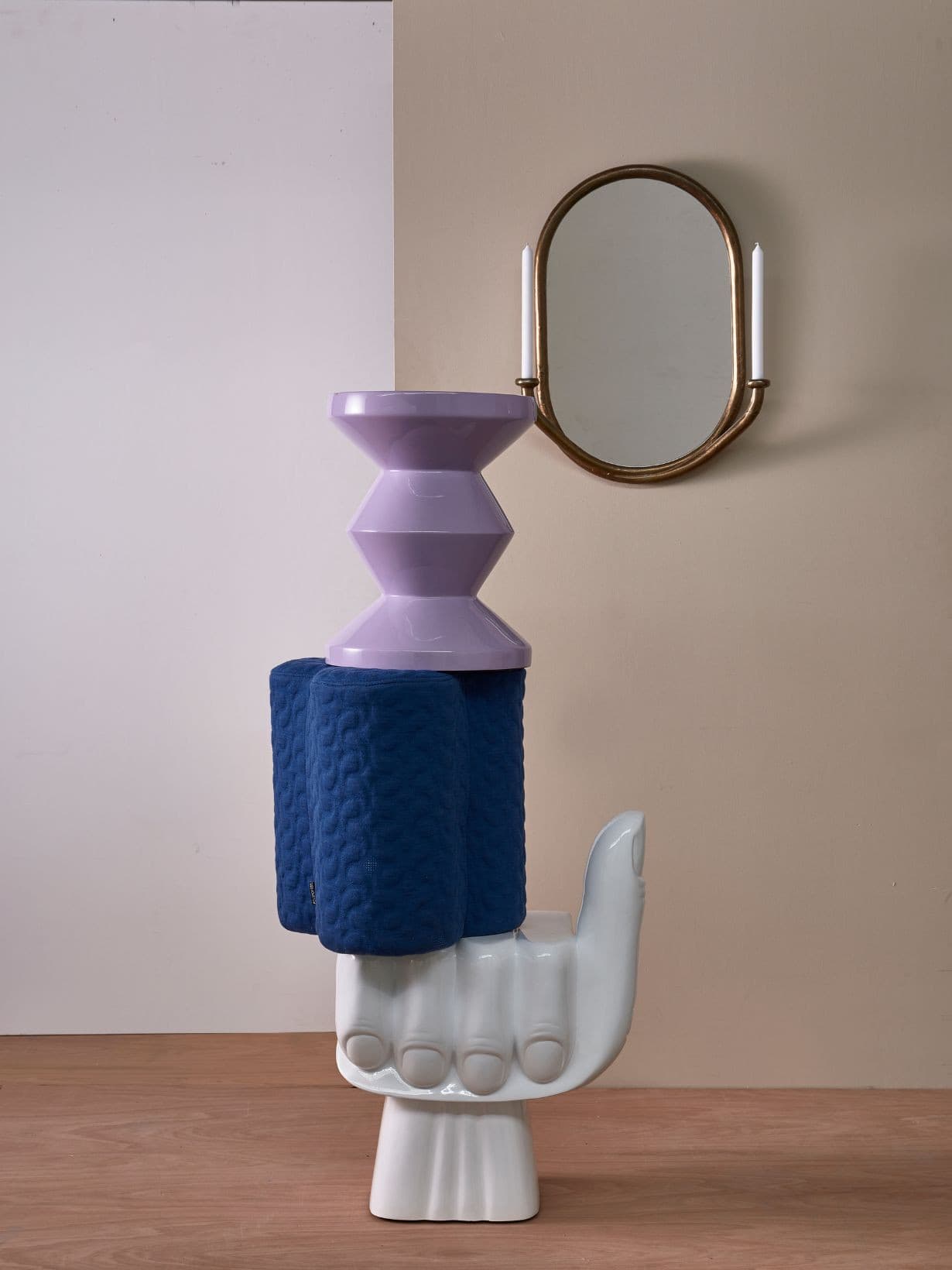 Tabouret en tissu bleu, Clover Swell   - Pols Potten 