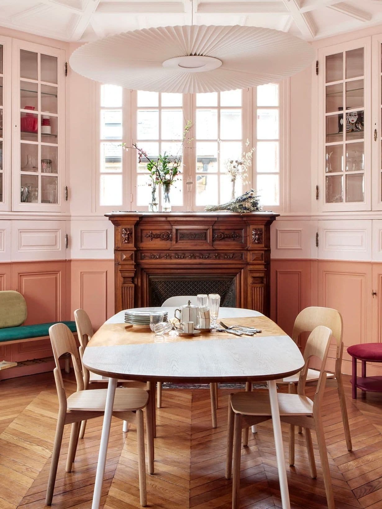 Suspension en tissu plissé, Carmen Ø50cm Sable   - Hartô 