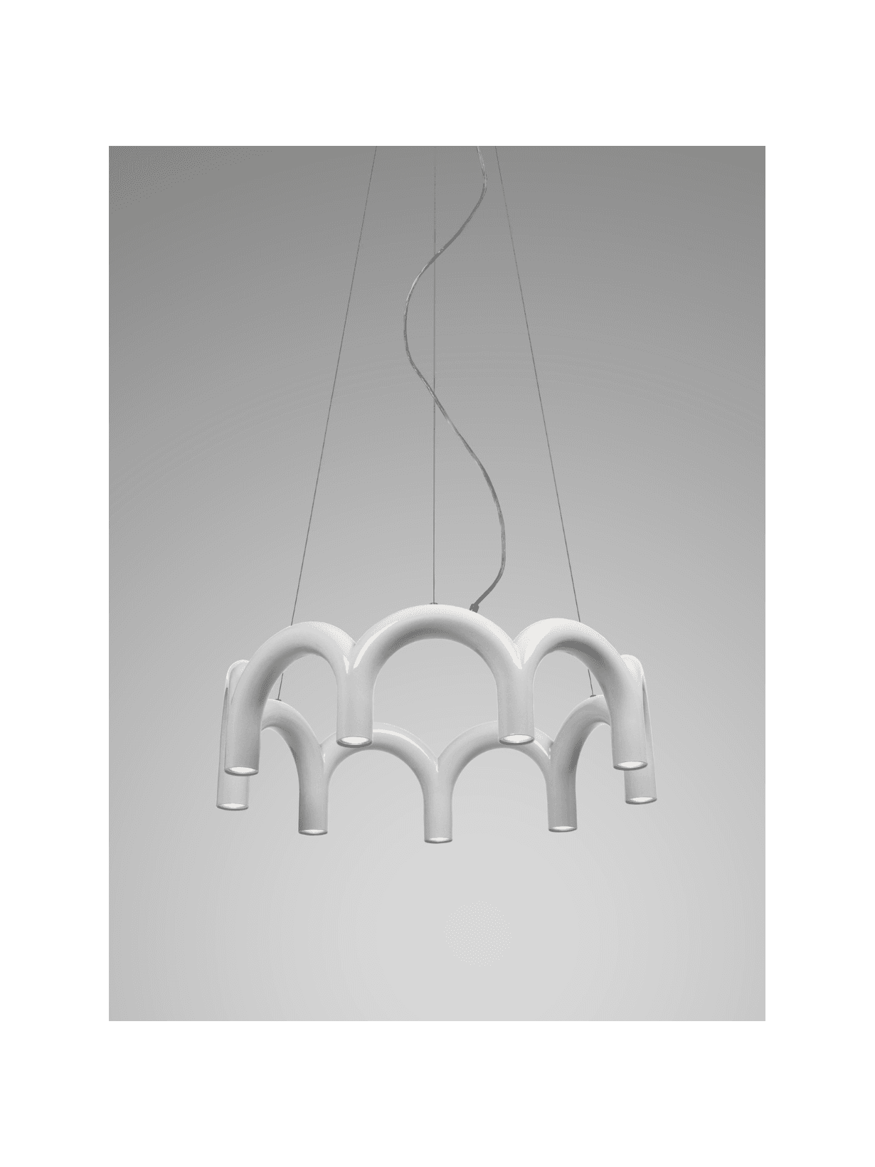 Suspension 9 piliers lumineux, Arche Cercle Blanc  - Oblure 