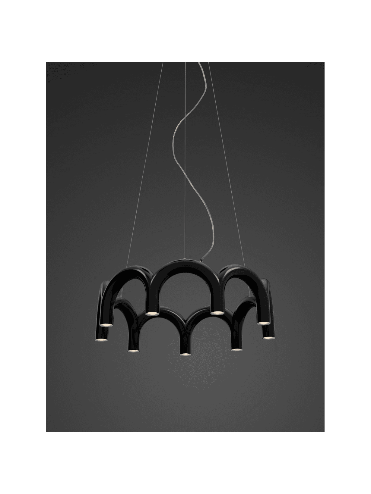 Suspension 9 piliers lumineux, Arche Cercle Noir  - Oblure 