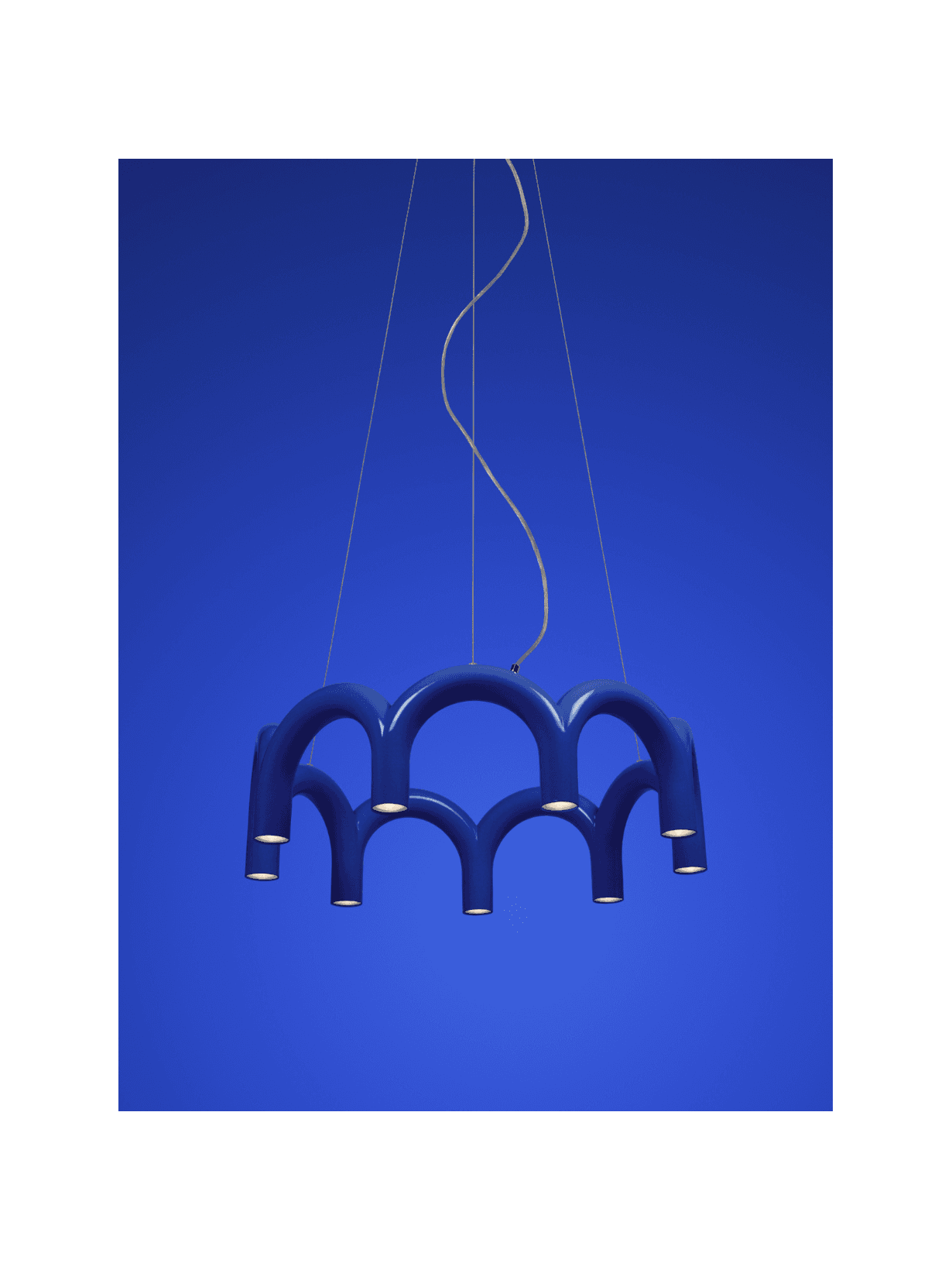 Suspension 9 piliers lumineux, Arche Cercle bleu cobalt  - Oblure 