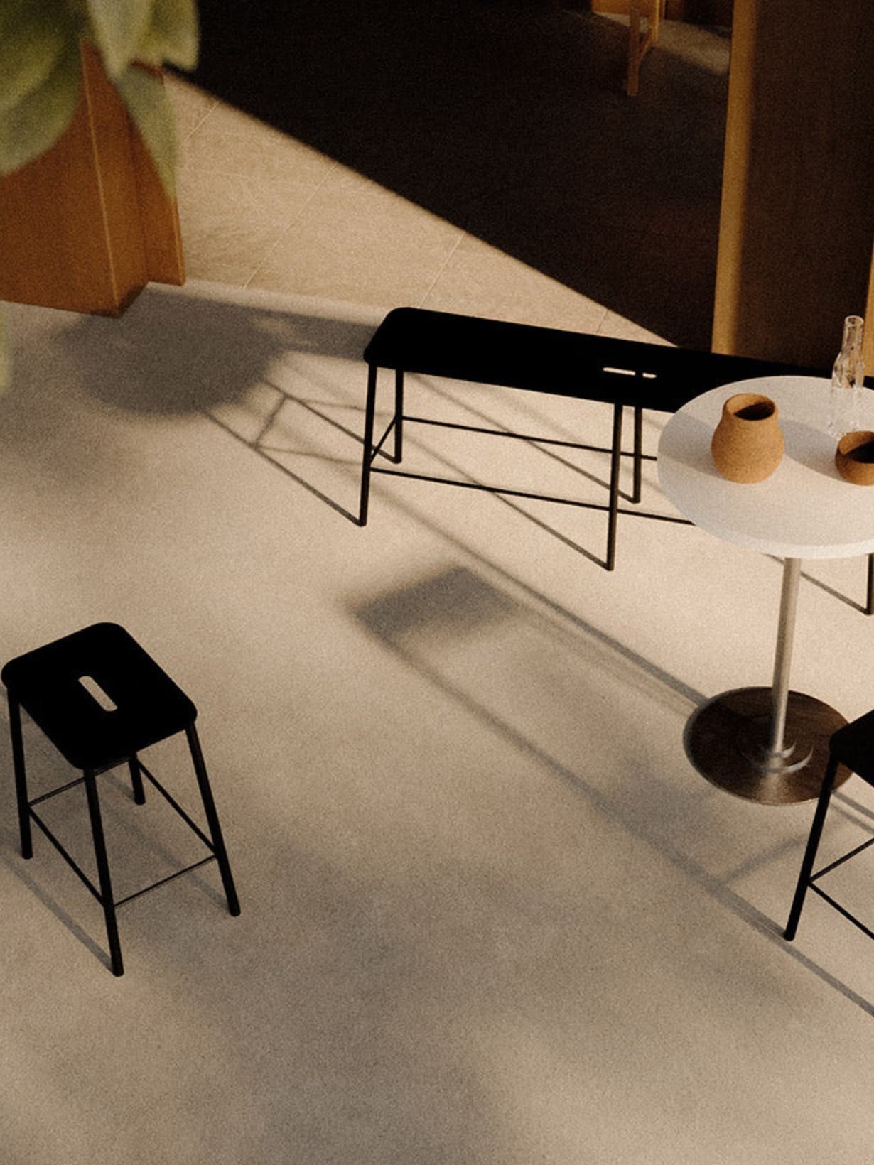 Banc noir en acier Mono, Adam  120 cm - Frama 