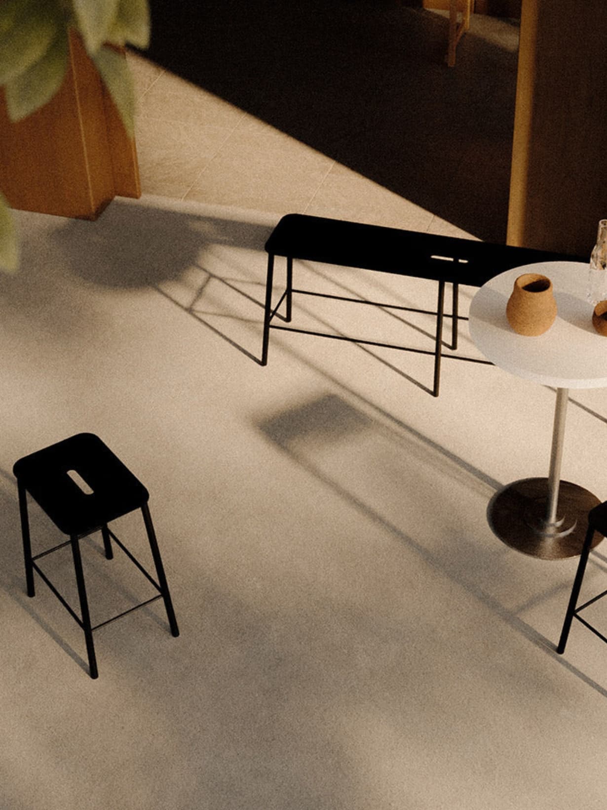 Tabouret noir Mono, Adam  H50 - Frama 