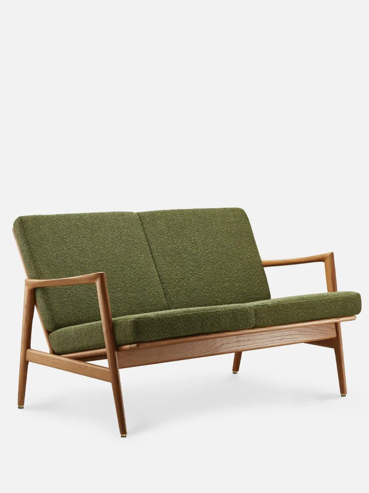 Canapé 2 places en chêne massif et en tissu bouclette, Stefan chêne foncé  - 366 Concept 