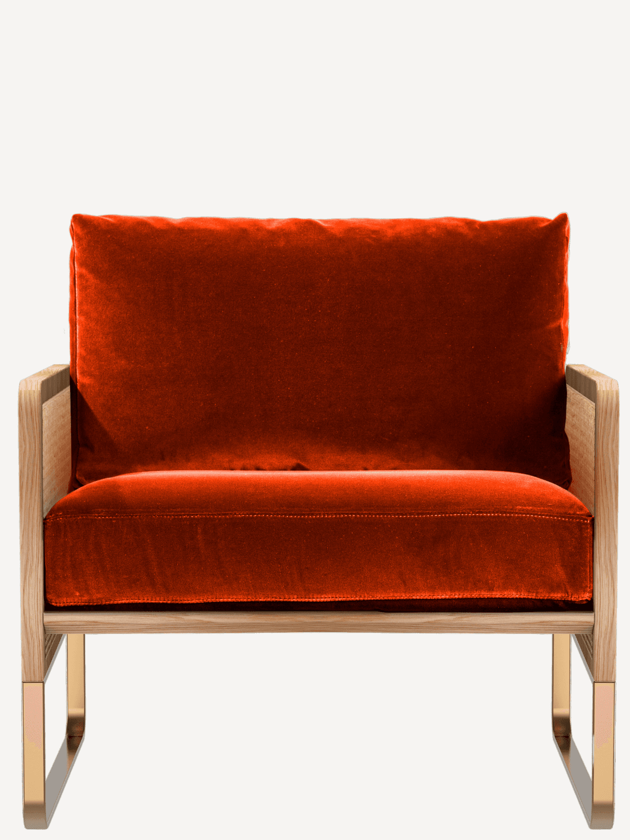 Fauteuil cannage, recouvert de tissu ou velours Rouge  - RED EDITION 