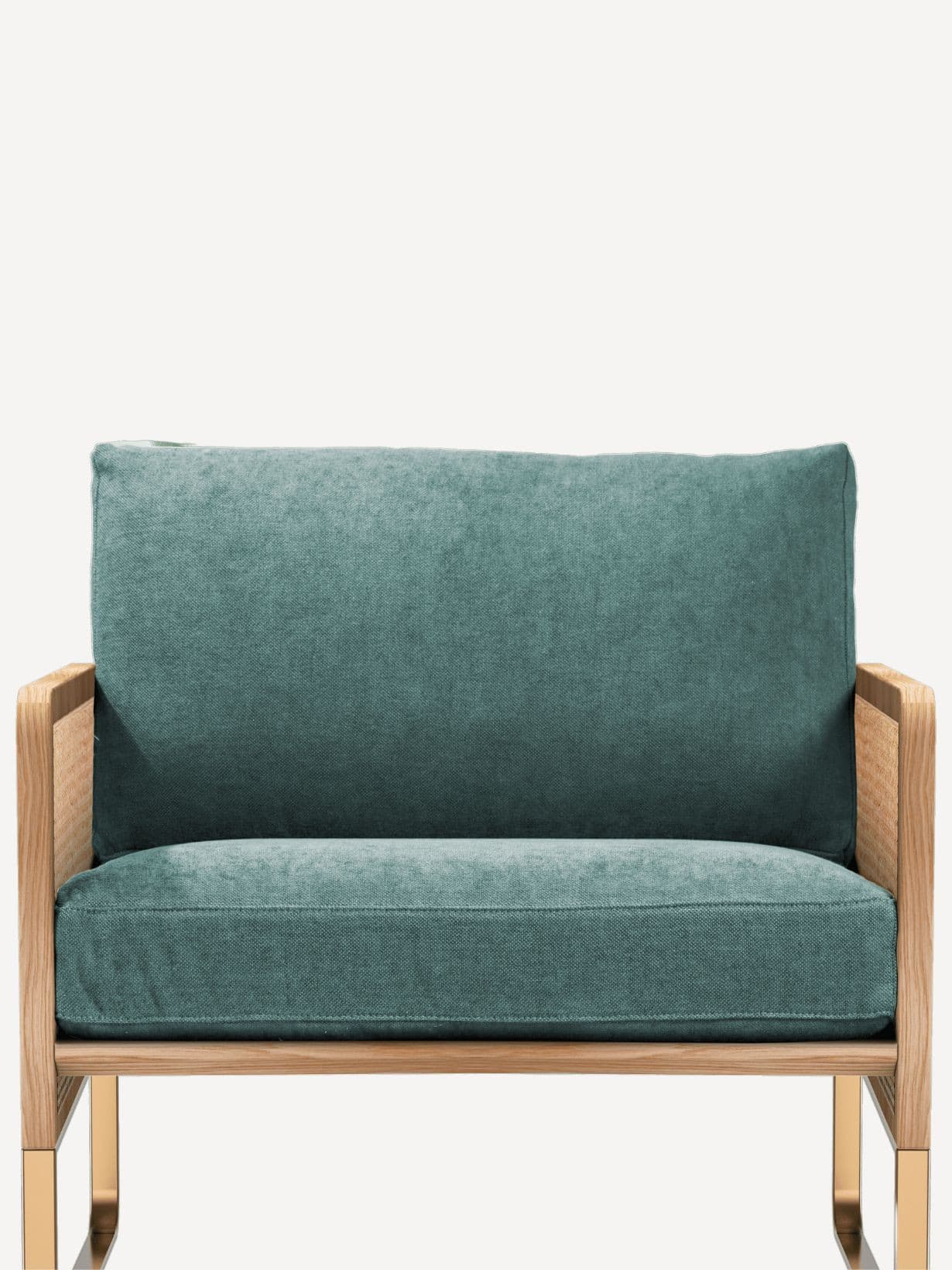 Fauteuil cannage, recouvert de tissu ou velours Bleu  - RED EDITION 