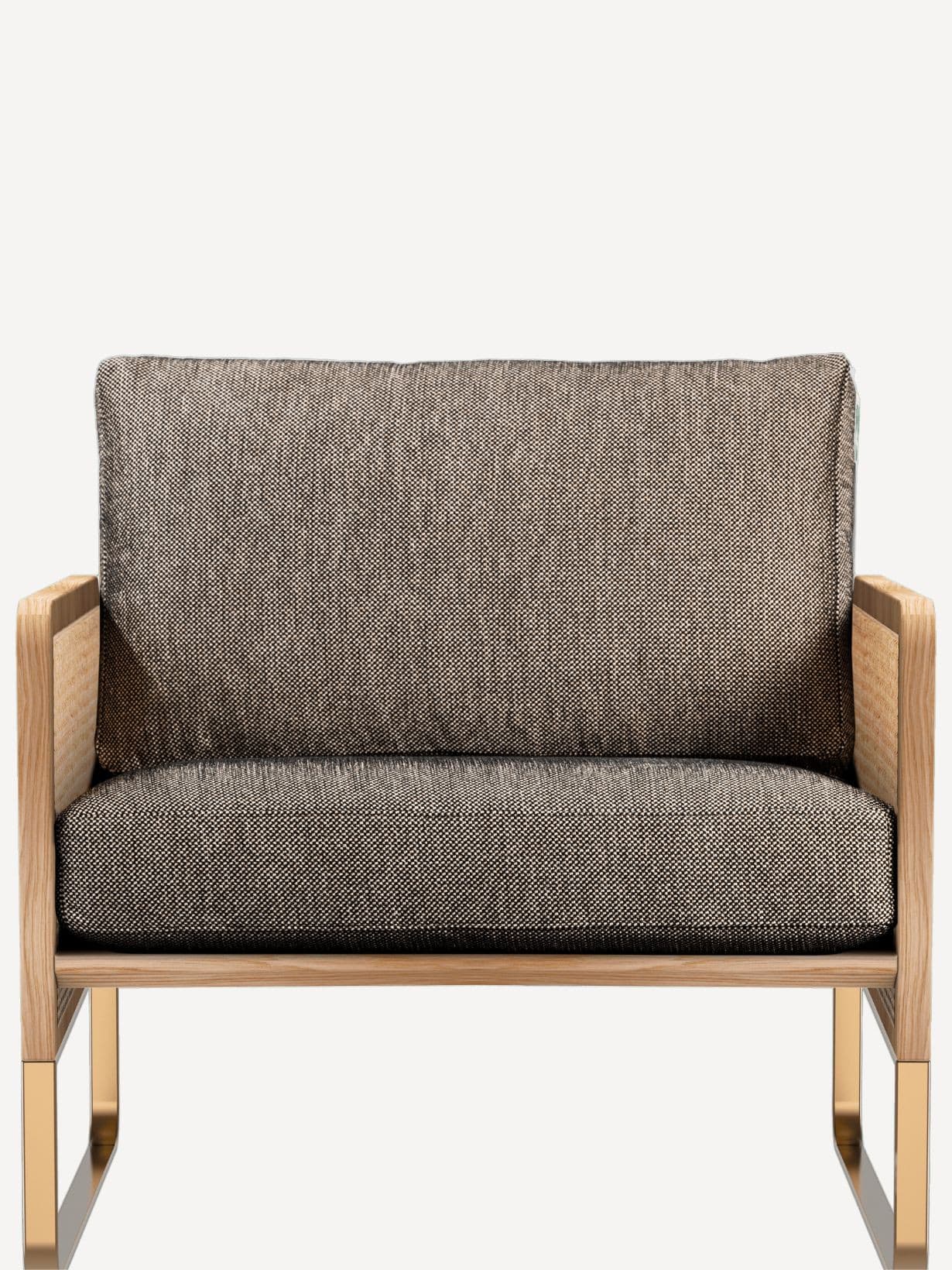 Fauteuil cannage, recouvert de tissu ou velours Gris  - RED EDITION 