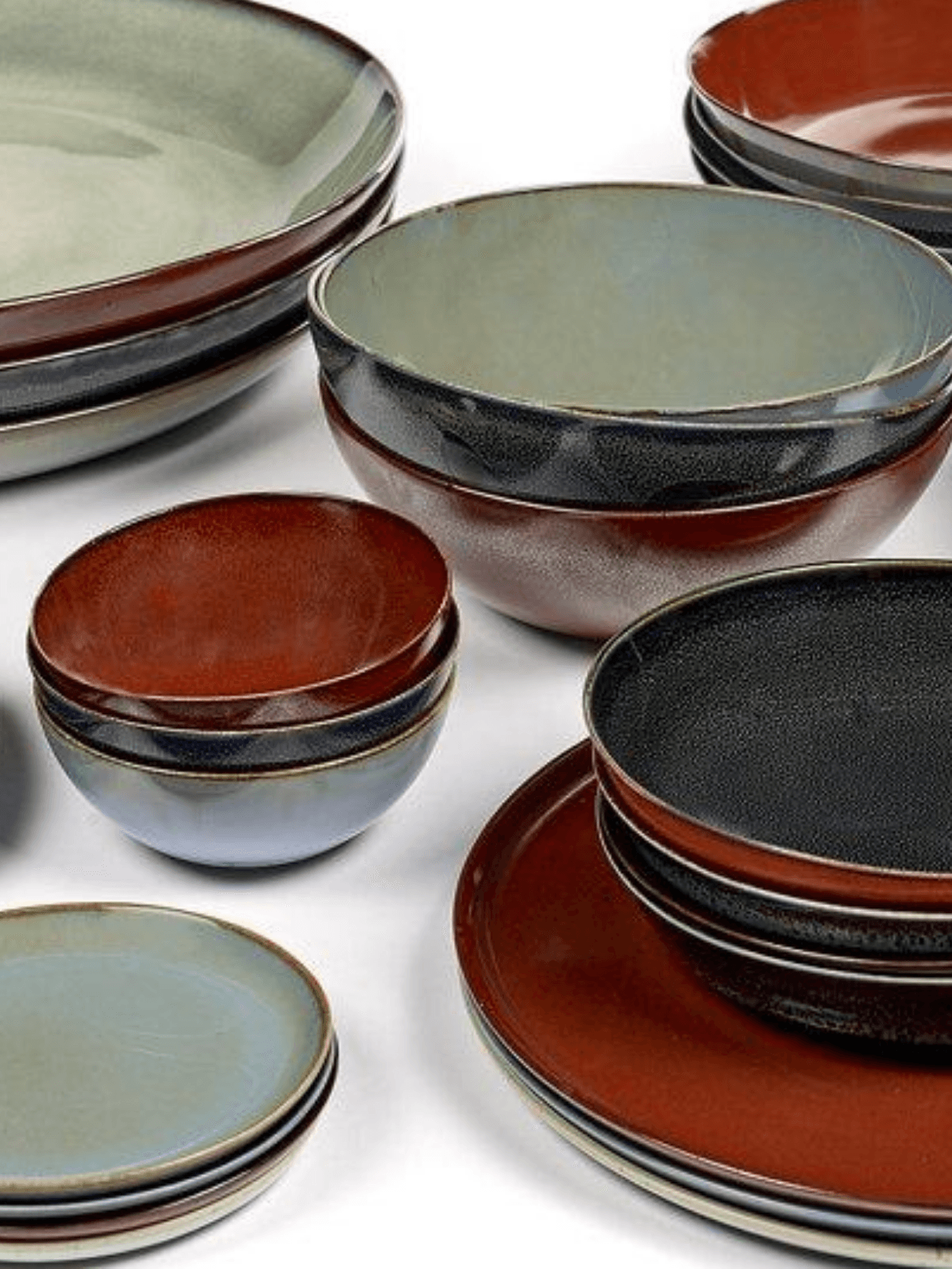 Assiettes plates en grès x4, Terres de Rêves Bleu foncé  - SERAX 