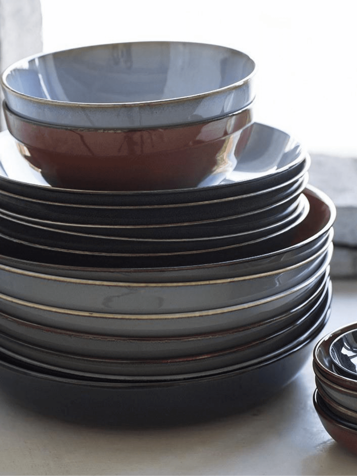 Assiettes creuses en grès x4, Terres de Rêves Bleu foncé  - SERAX 