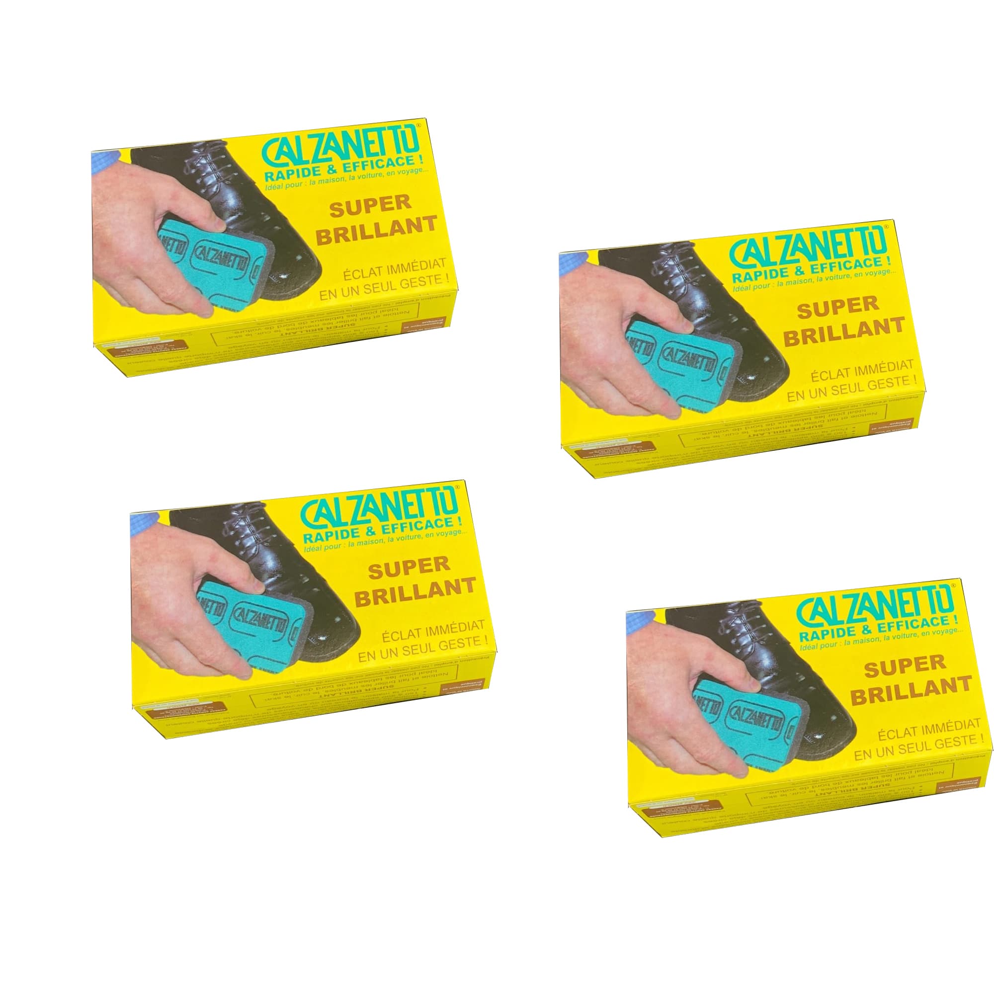 Calzanetto x4 - Brosse à chaussure super lustrante Calzanetto - Nettoie et fait briller le cuir de toutes les couleurs