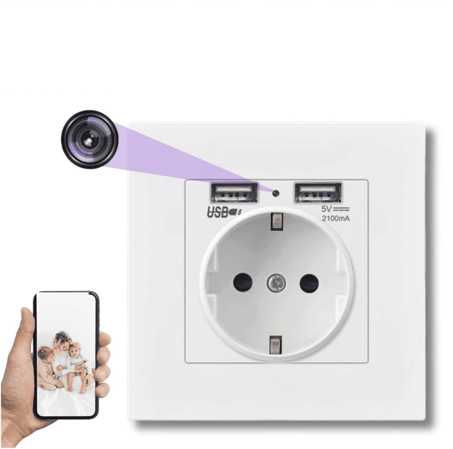 Prise murale caméra espion 4K UHD