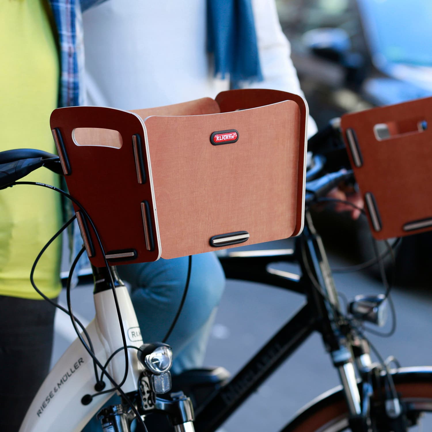 Panier avant vélo bois Radkiste (fix. Klickfix)