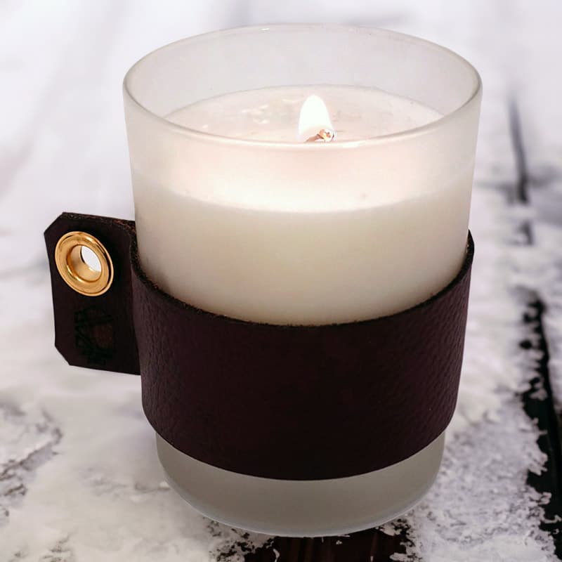PAWNEE Bougie parfumée bandeau cuir véritable
