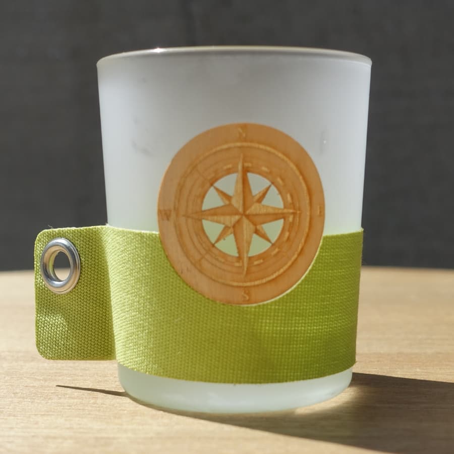 AUCKLAND Photophore médaillon bois Rose des Vents