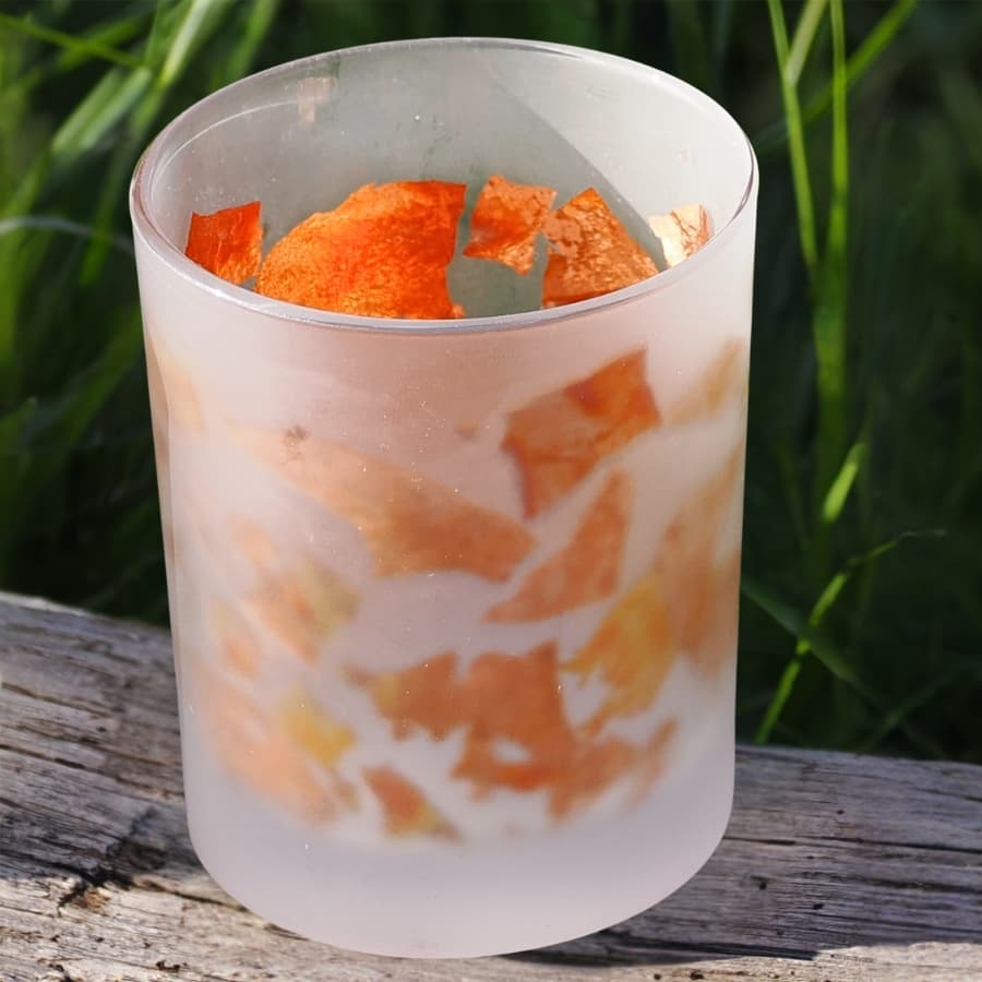 HEKLA JASPE Photophore avec inclusions métalliques Rose/Orange