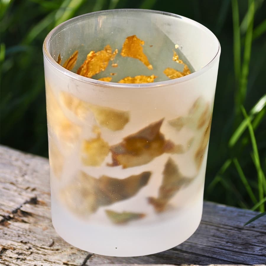 HEKLA TOPAZE Photophore avec inclusions métalliques Or/Vert