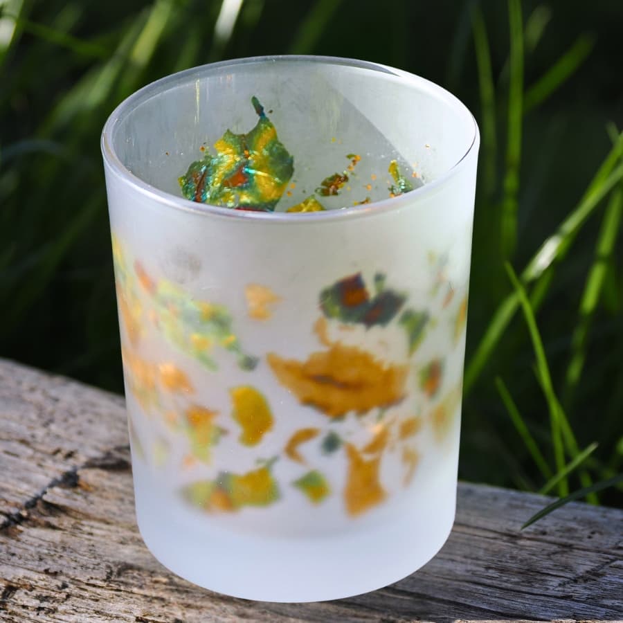 HEKLA OPALE Photophore avec inclusions métalliques Or/Bleu