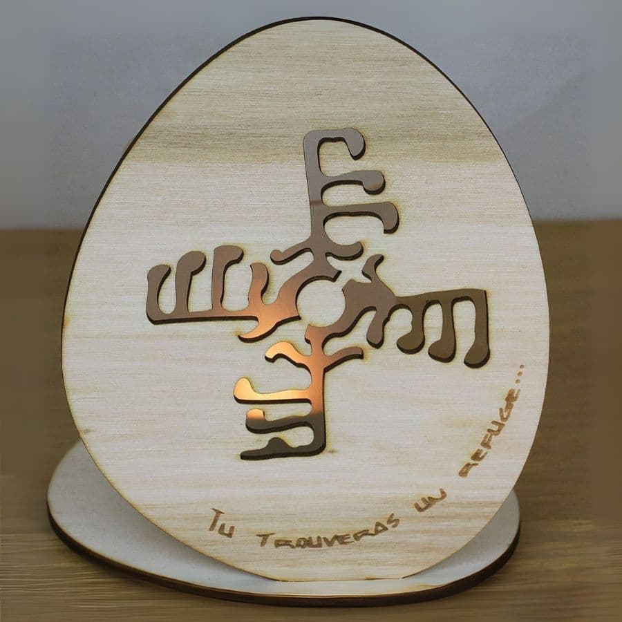 TASIILAQ Photophore bois et verre motif GINFAXI