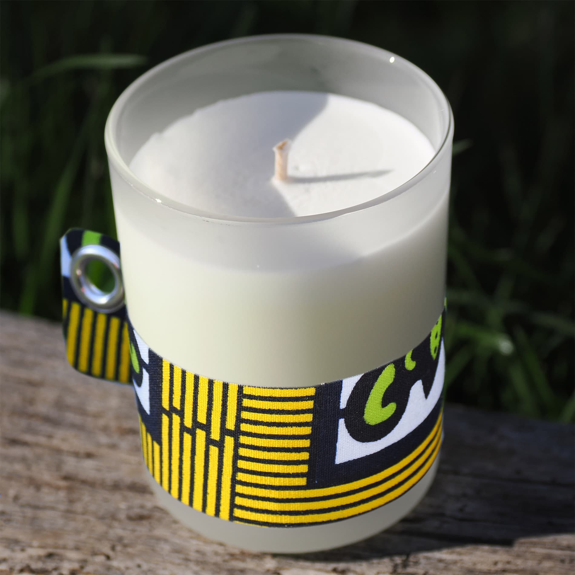 KOULIKORO CACTUS Bougie parfumée avec bracelet en tissu Vert/Curry