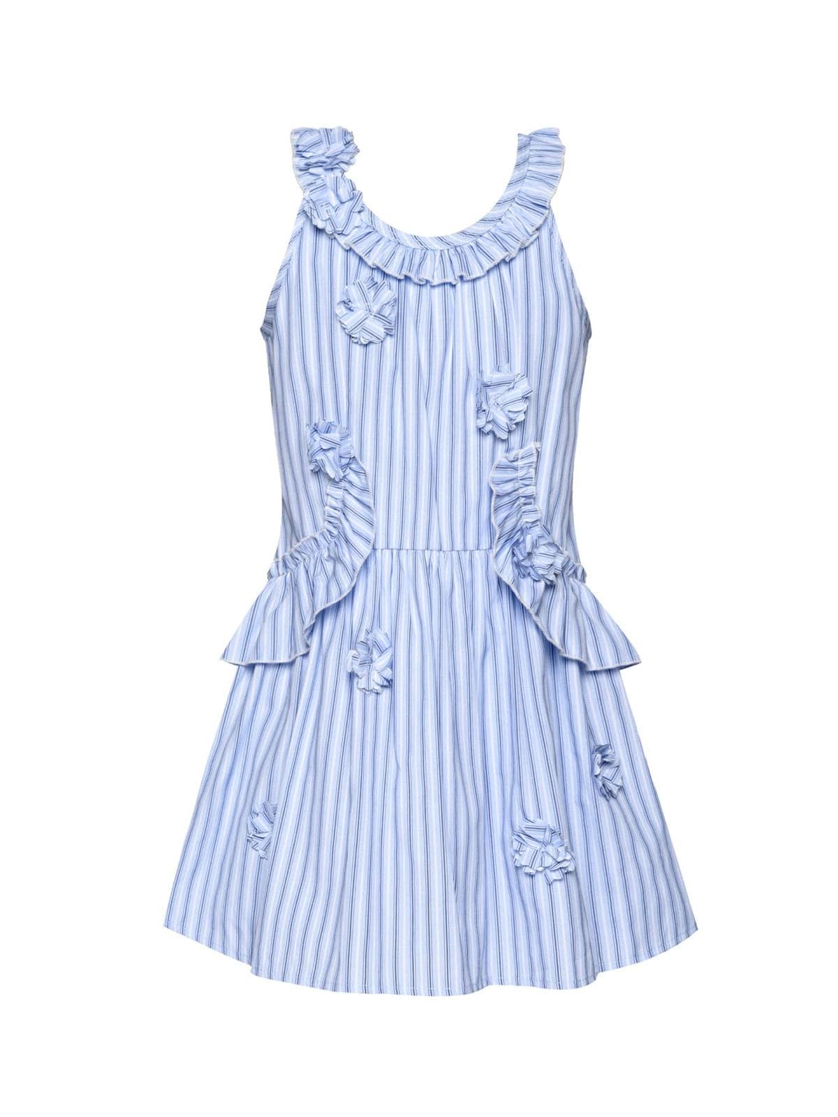 ROBE À VOLANTS RAYÉE AVEC ROSETTES