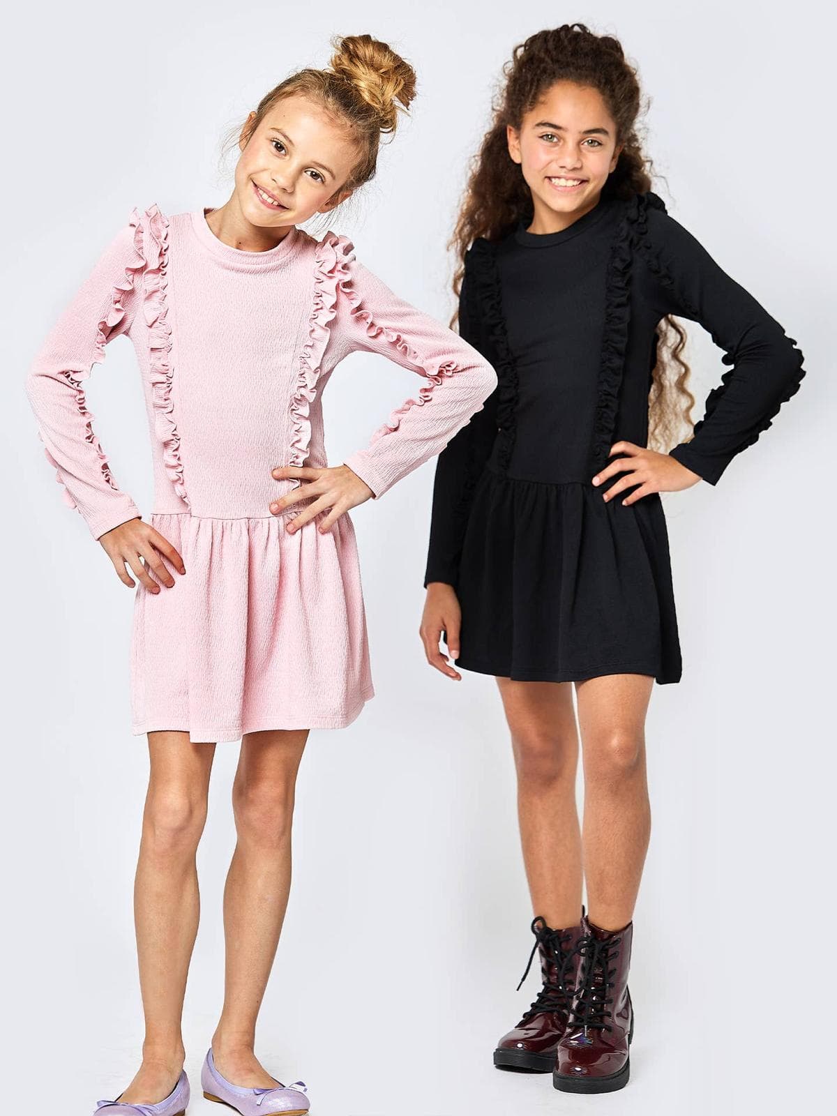 Robe taille basse à volants