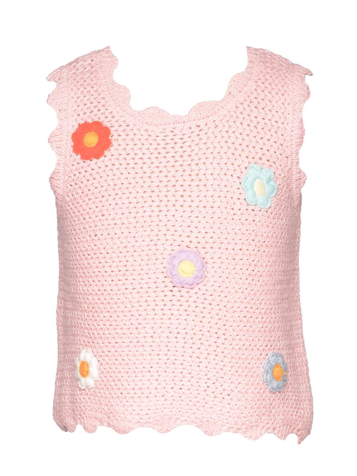 Haut en crochet avec bordures fleuries