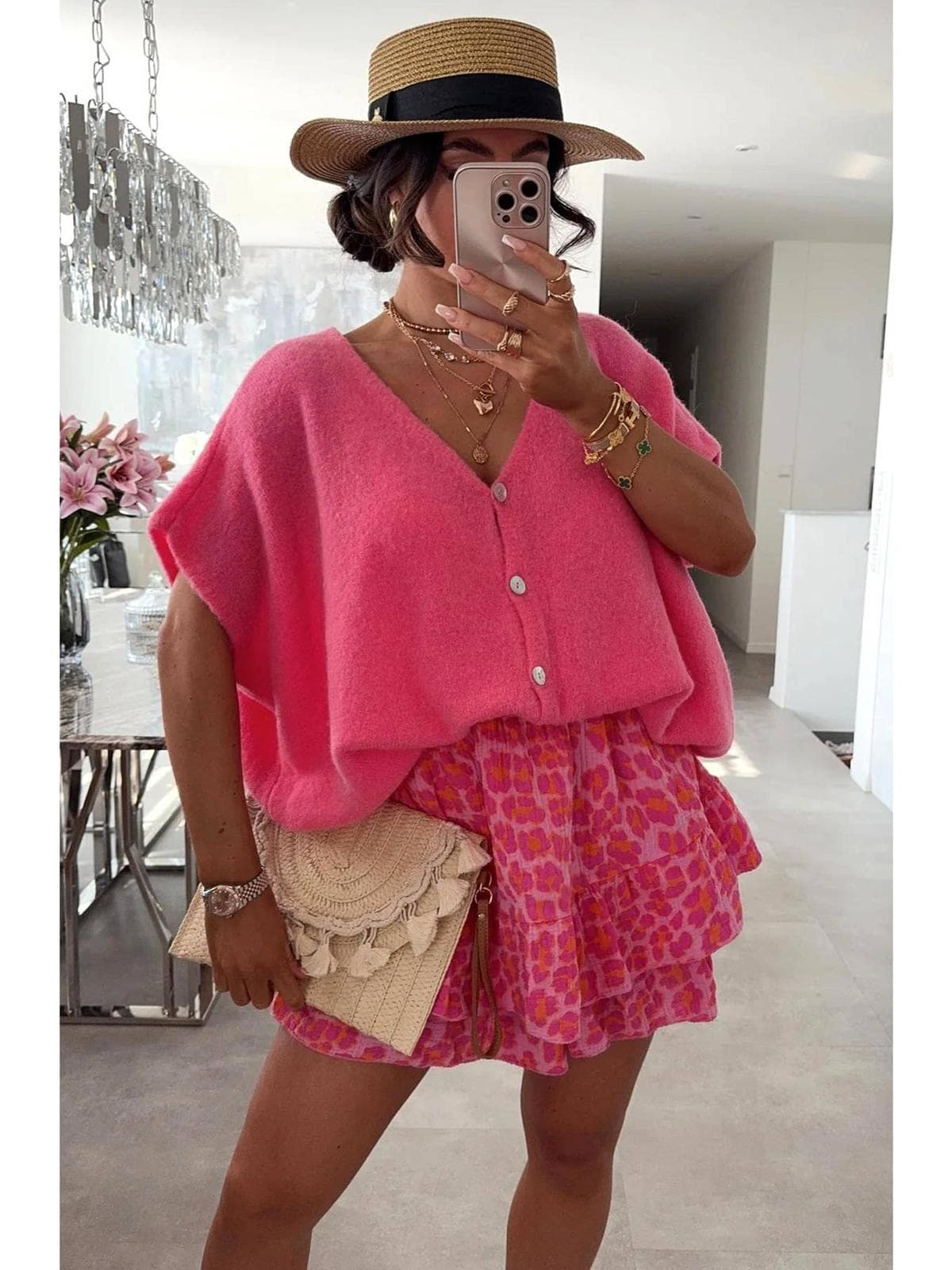 Jupe-culotte à volants en gaze de coton style léopard animal Alicia