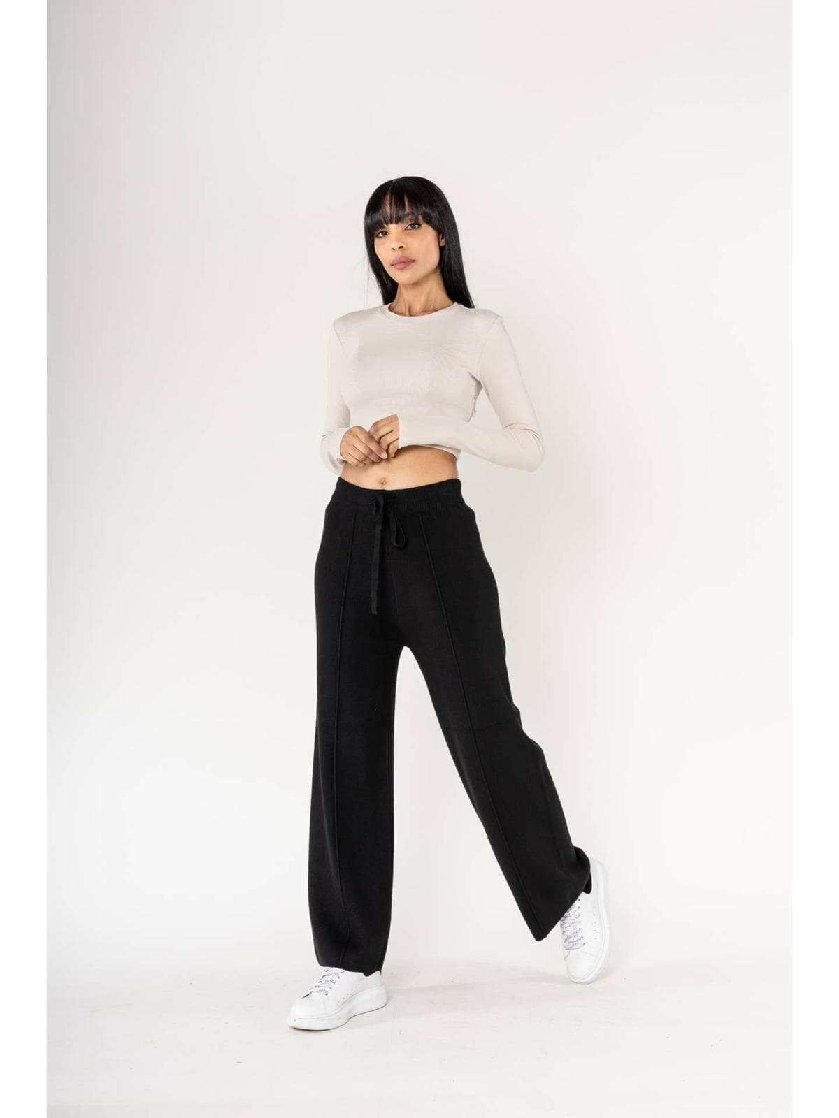 Pantalon en maille confort cocooning évasé