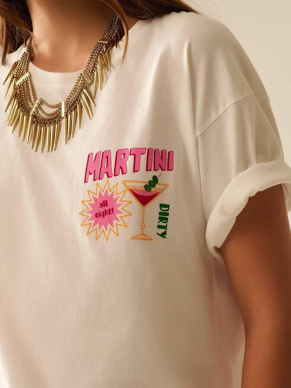T-shirt blanc fabriqué en Italie avec un logo graphique Martini.