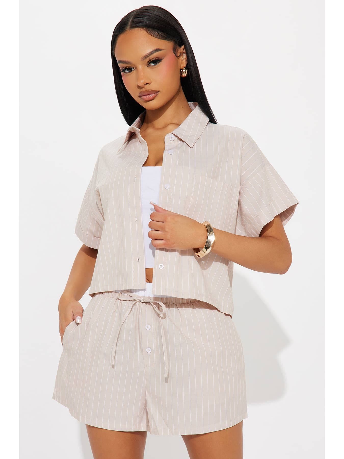 ENSEMBLE SHORTY BOXER À RAYURES FINES