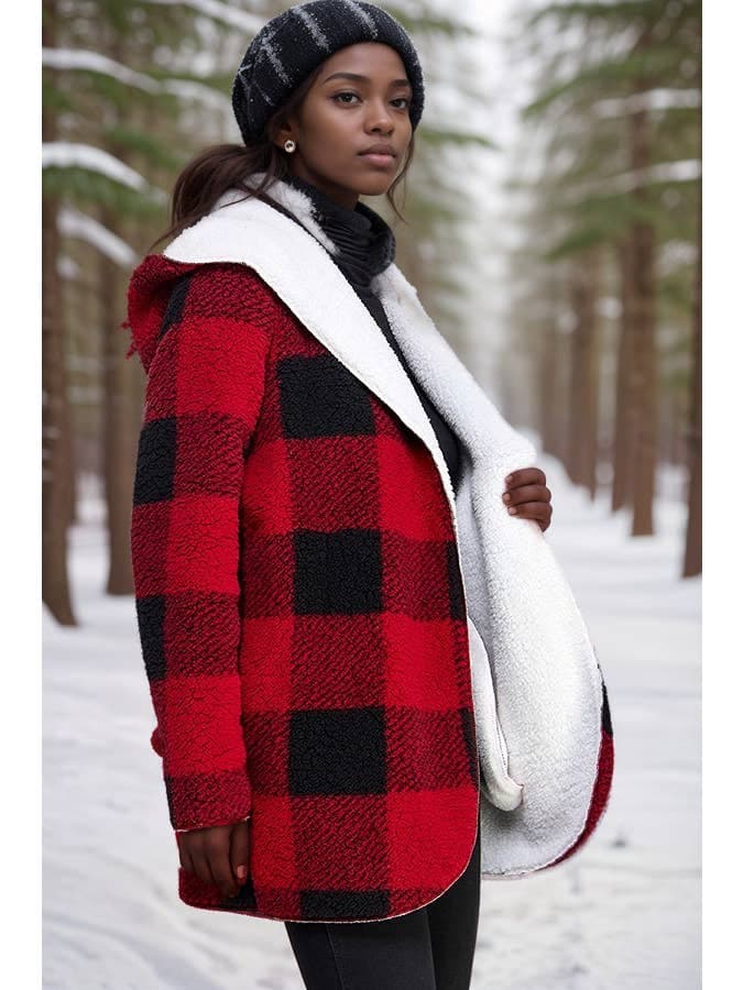 MANTEAU POLAIRE SURDIMENSIONNÉ À CARREAUX