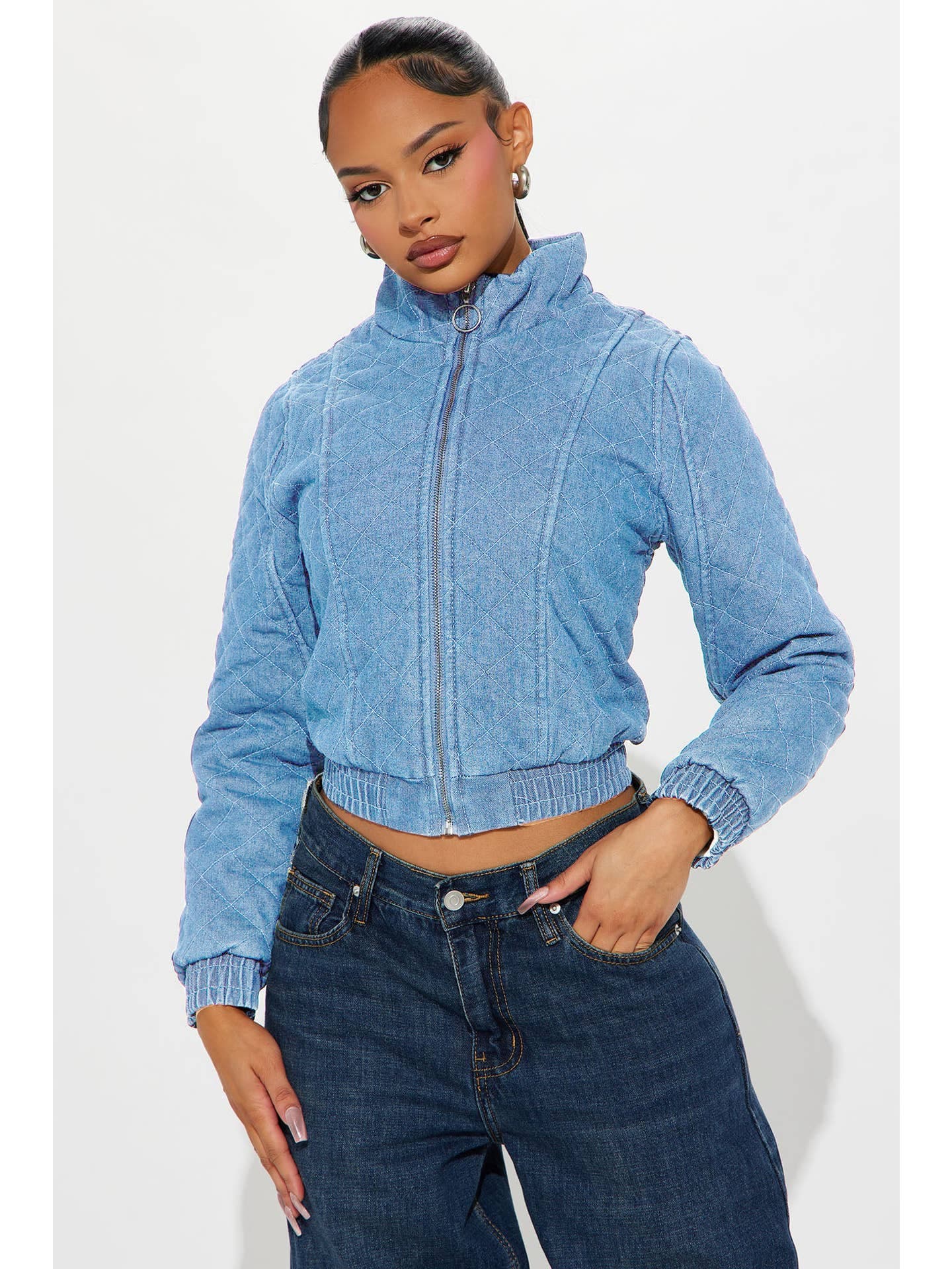 BLOUSON BOMBER MATELASSÉ EN JEAN