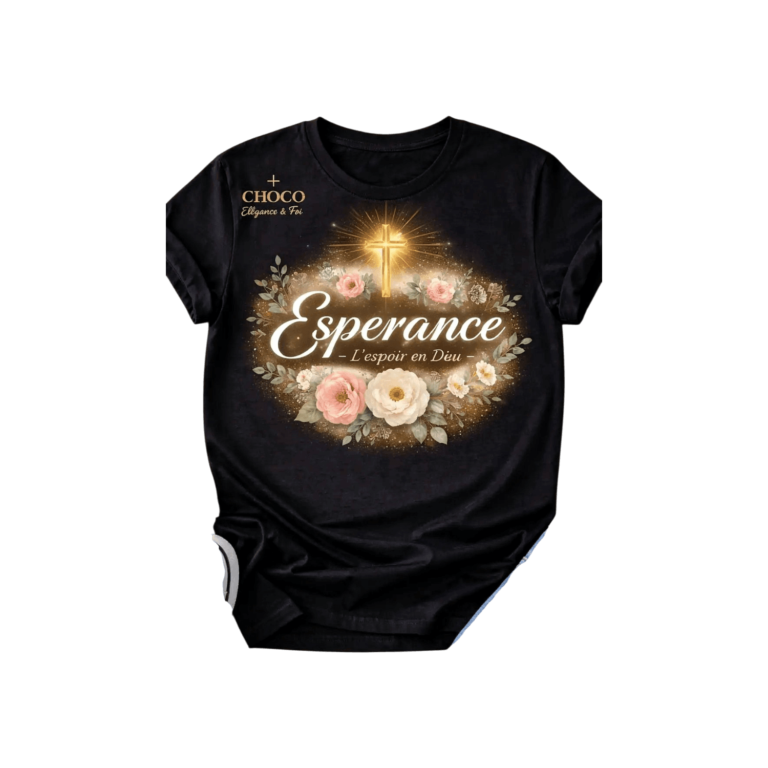 T-shirt Noir Espérance Religieuse Personnalisation offerte