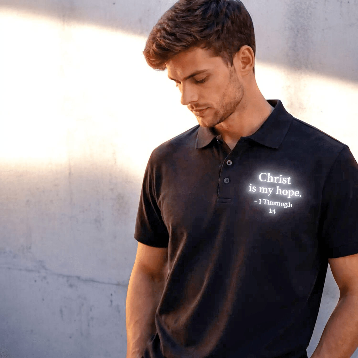 Polo Noir Homme "Christ is my Hope"Personnalisation offerte
