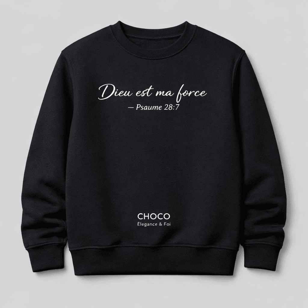 Sweatshirt Blanc 'Dieu est ma force' personnalisation offerte