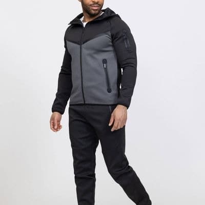 Ensemble jogging homme bi-couleur noir/gris
