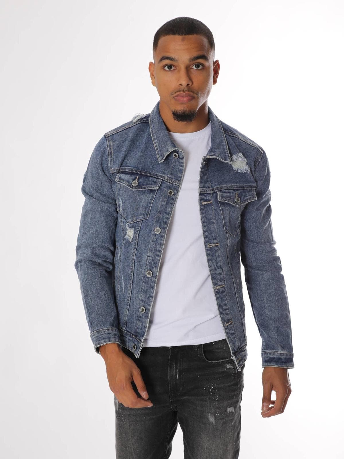 Veste jean bouton