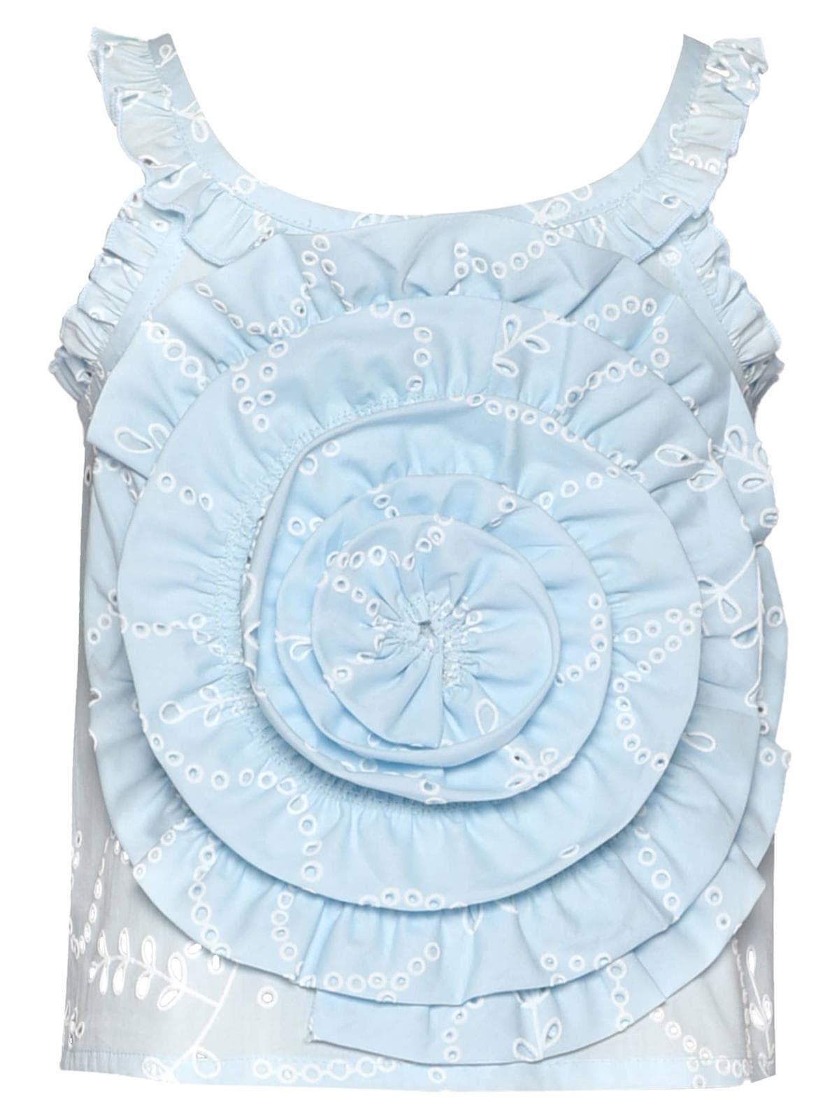 HAUT À VOLANTS AVEC DÉTAIL ROSE EN BRODERIE ANGLAISE