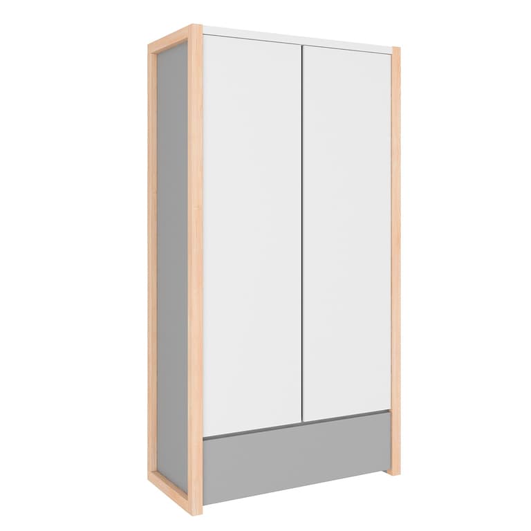 Armoire 2 portes 1 tiroir Bellamy Pinette Blanc et gris
