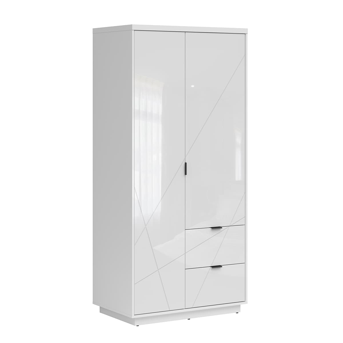 Armoire 2 portes 2 tiroirs Sven Blanc