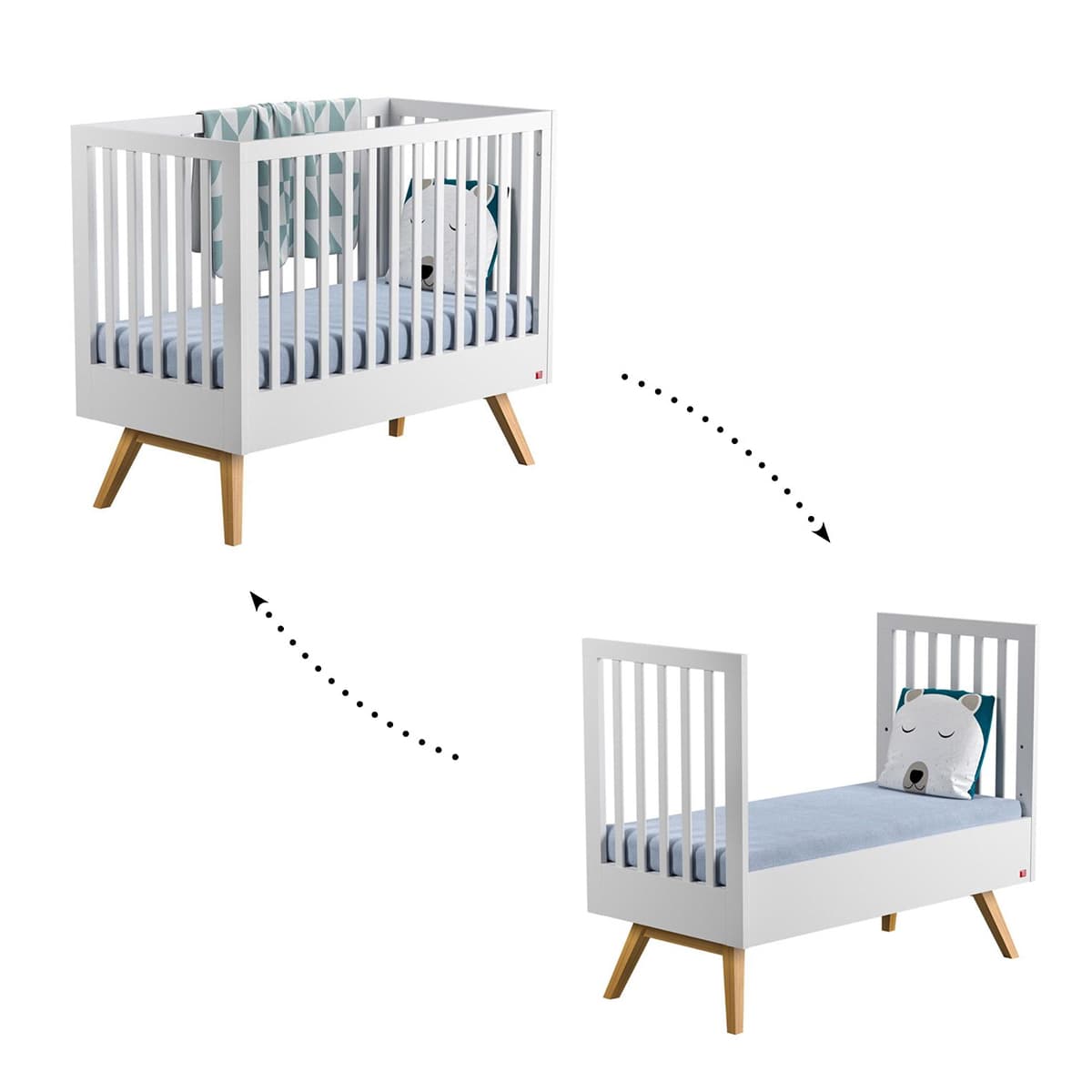 Lit bébé évolutif Vox Nature Blanc